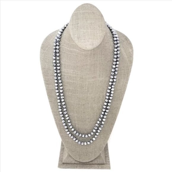 Silver Glass Bead Necklace - Picture 1 of 4